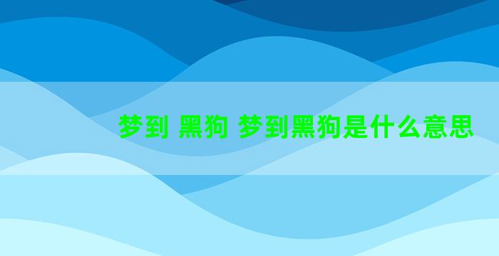 梦到 黑狗 梦到黑狗是什么意思